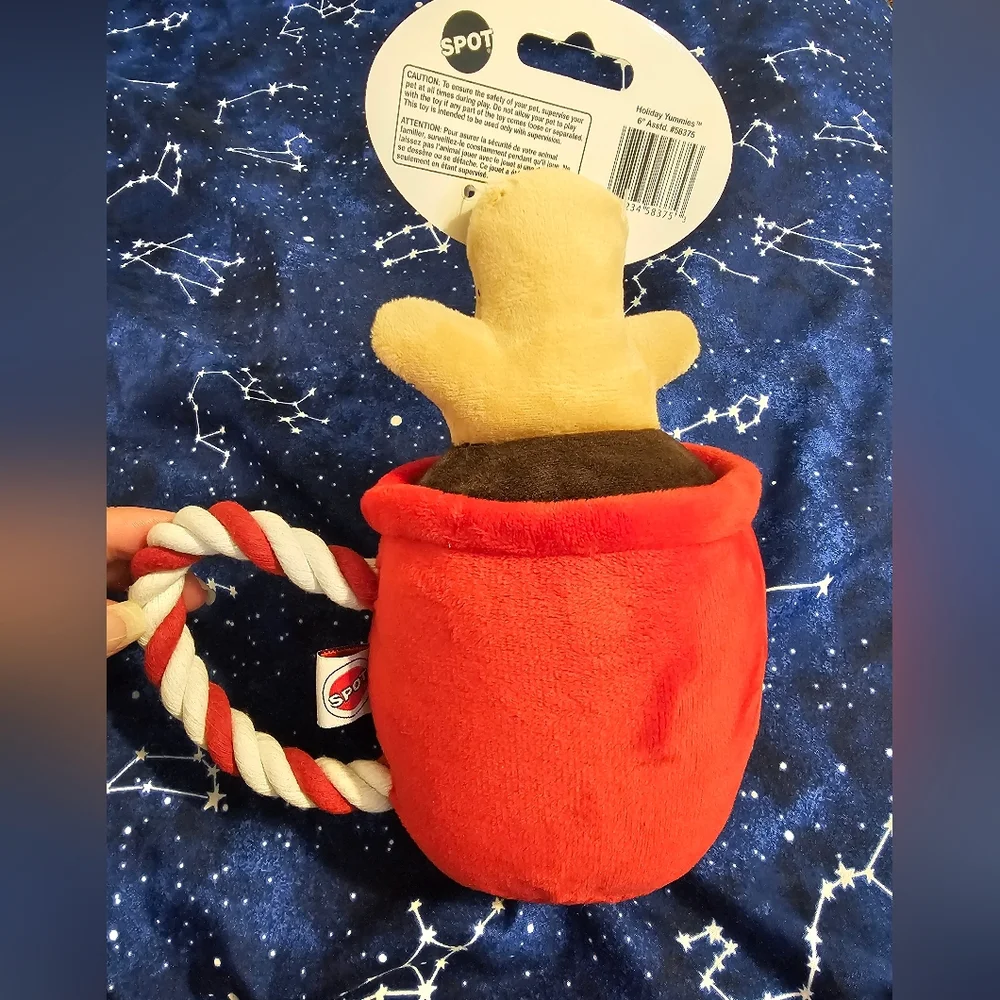 Red Gingerbread Plush Mug Dog Toy